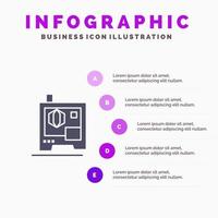 Printer Printing 3d Scanner Infographics Presentation Template 5 Steps Presentation vector