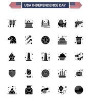 Set of 25 USA Day Icons American Symbols Independence Day Signs for security location pin golden wisconsin states Editable USA Day Vector Design Elements