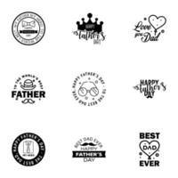 Happy fathers day 9 Black Lettering happy fathers day Editable Vector Design Elements
