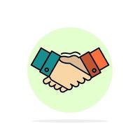 Handshake Agreement Business Hands Partners Partnership Abstract Circle Background Flat color Icon vector