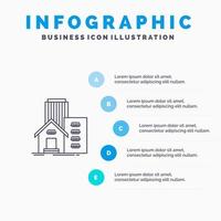 Building Estate Real Apartment Office Line icon with 5 steps presentation infographics Background vector