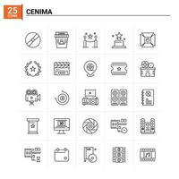 25 Cenima icon set vector background