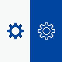 configuración de romzicon línea de engranaje y glifo icono sólido bandera azul línea y glifo icono sólido bandera azul vector