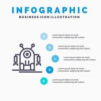 Human Robotic Robot Technology Line icon with 5 steps presentation infographics Background vector