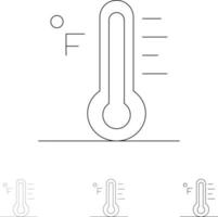 Cloud Light Rainy Sun Temperature Bold and thin black line icon set vector