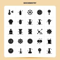 sólido 25 conjunto de iconos de bioquímica diseño de estilo de glifo vectorial conjunto de iconos negros diseño de ideas de negocios web y móvil ilustración vectorial vector