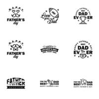 9 Black Happy Fathers Day Design Collection A set of twelve brown colored vintage style Fathers Day Designs on light background Editable Vector Design Elements