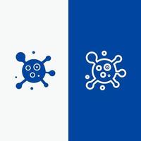 átomo molécula ciencia línea y glifo icono sólido bandera azul línea y glifo icono sólido bandera azul vector