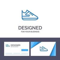 tarjeta de visita creativa y plantilla de logotipo zapatos de ejercicio deportes ilustración vectorial vector