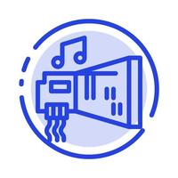 Audio Blaster Device Hardware Music Blue Dotted Line Line Icon vector