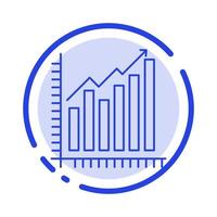 gráfico análisis negocios diagrama marketing estadísticas tendencias línea punteada azul icono de línea vector