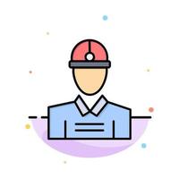 Construction Engineer Worker Work Abstract Flat Color Icon Template vector