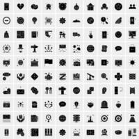 Set of 100 Universal Solid Icons vector