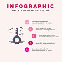 Temperature Hot Weather Update Infographics Presentation Template 5 Steps Presentation vector