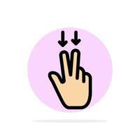 Fingers Gesture  Down Abstract Circle Background Flat color Icon vector