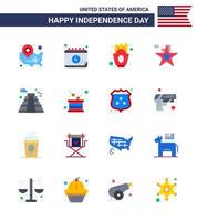 16 Flat Signs for USA Independence Day american flag day american food Editable USA Day Vector Design Elements