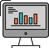 gráfico análisis negocio computadora diagrama marketing tendencias color plano icono vector icono banner plantilla
