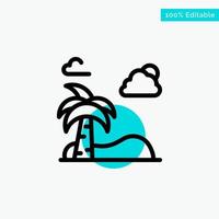 Beach Palm Tree Spring turquoise highlight circle point Vector icon