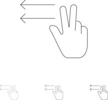 Fingers Gesture Lefts Bold and thin black line icon set vector