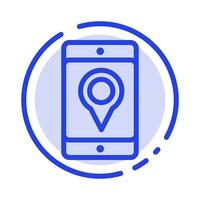 Mobile Cell Map Location Blue Dotted Line Line Icon vector