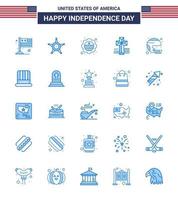 Happy Independence Day USA Pack of 25 Creative Blues of helmet american country church american Editable USA Day Vector Design Elements