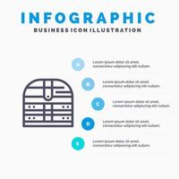 caja dinero irlanda seguridad línea icono con 5 pasos presentación infografía fondo vector