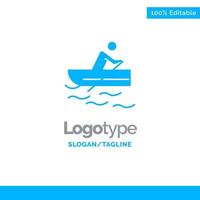 Boat Rowing Training Water Blue Solid Logo Template Place for Tagline vector