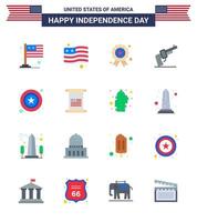 16 Creative USA Icons Modern Independence Signs and 4th July Symbols of star men independece american hand Editable USA Day Vector Design Elements