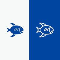 Beach Coast Fish Sea Line and Glyph Solid icon Blue banner Line and Glyph Solid icon Blue banner vector