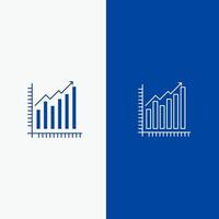 Graph Analytics Business Diagram Marketing Statistics Trends Line and Glyph Solid icon Blue banner Line and Glyph Solid icon Blue banner vector