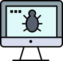 Monitor Bug Screen Security  Flat Color Icon Vector icon banner Template