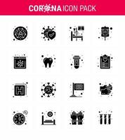 16 Solid Glyph Black Coronavirus Covid19 Icon pack such as news packet safe bottle room viral coronavirus 2019nov disease Vector Design Elements