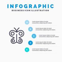 Butterfly Fly Insect Spring Line icon with 5 steps presentation infographics Background vector