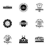 Happy fathers day 9 Black vintage retro type font Illustrator eps10 Editable Vector Design Elements