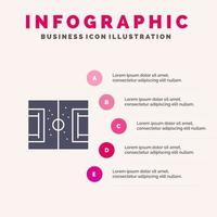 campo fútbol juego tono fútbol sólido icono infografía 5 pasos presentación antecedentes vector