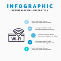 plantilla de infografía azul del dispositivo de servicio wifi del hotel plantilla de icono de línea vectorial de 5 pasos vector