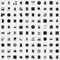 Set of 100 Universal Solid Icons vector