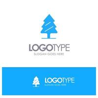 Nature Pine Spring Tree Blue Solid Logo with place for tagline vector