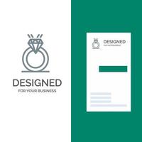 Ring Diamond Proposal Marriage Love Grey Logo Design and Business Card Template vector