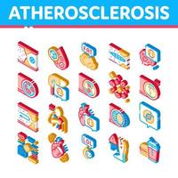 conjunto de iconos isométricos de vasos de aterosclerosis vector