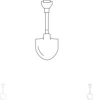 Showel Shovel Tool Repair Digging Bold and thin black line icon set vector