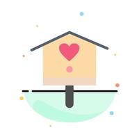 Bird Bird House House Spring Abstract Flat Color Icon Template vector