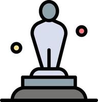 Academy Award Oscar Statue Trophy  Flat Color Icon Vector icon banner Template