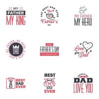 Happy fathers day 9 Black and Pink Lettering happy fathers day Editable Vector Design Elements