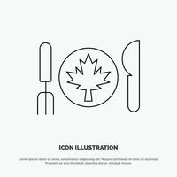 Dinner Autumn Canada Leaf Line Icon Vector