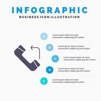 responder llamada entrante icono sólido infografía 5 pasos presentación antecedentes vector