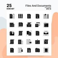 25 Files And Documents Icon Set 100 Editable EPS 10 Files Business Logo Concept Ideas Solid Glyph icon design vector