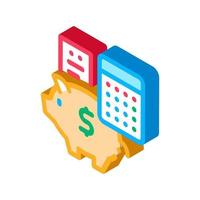 piggy bank profit calculating audit isometric icon vector illustration