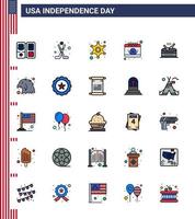 paquete de iconos de vector de stock del día americano 25 signos y símbolos de línea plana llena para el día del instrumento hombres fecha elementos de diseño de vector de día de estados unidos editable americano