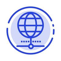 globo navegador de internet mundo azul línea punteada icono de línea vector